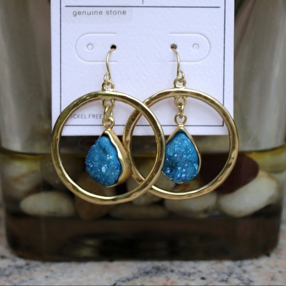 Melrose and Market Jewelry - NWT Gold Circle Druzy Stone Earrings